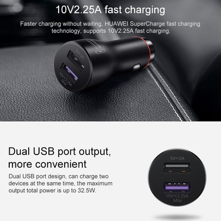 Original Huawei CP36 Dual USB Super Fast Charging Car Charger (Max 22.5W SE) (Dark Gray)-garmade.com