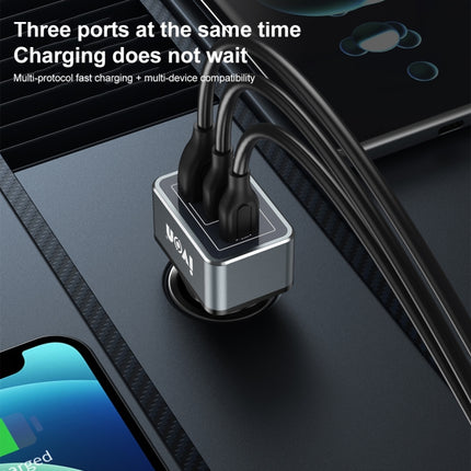 IVON CC43 45W PD 3.0 Dual USB-C / Type-C + QC 3.0 USB Port Square Car Charger-garmade.com