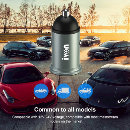 IVON CC37 15W 3.1A Dual USB Mini Car Charger + 1m USB to USB-C / Type-C Fast Charge Data Cable Set-garmade.com