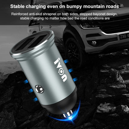 IVON CC37 15W 3.1A Dual USB Mini Car Charger + 1m USB to 8 Pin Fast Charge Data Cable Set-garmade.com