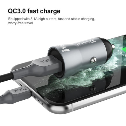 IVON CC39 18W 3.1A QC 3.0 USB Car Charger + 1m USB to 8 Pin Fast Charge Data Cable Set-garmade.com