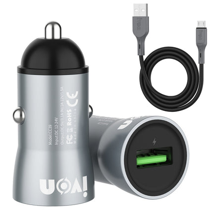 IVON CC39 18W 3.1A QC 3.0 USB Car Charger + 1m USB to Micro USB Fast Charge Data Cable Set-garmade.com