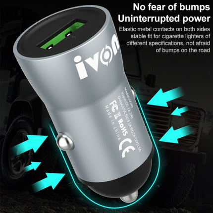 IVON CC39 18W 3.1A QC 3.0 USB Car Charger + 1m USB to Micro USB Fast Charge Data Cable Set-garmade.com