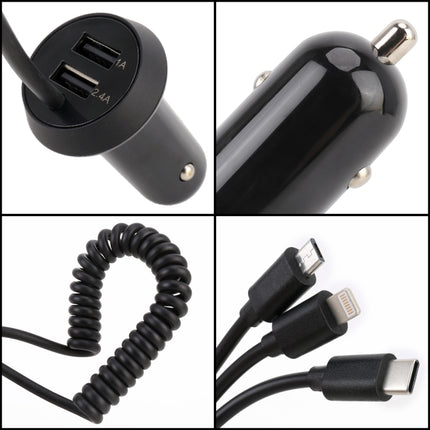 Universal Car 3 in 1 Quick Charger Dual Port USB Charger Power Outlet Adapter, Cable Length: 55cm-garmade.com