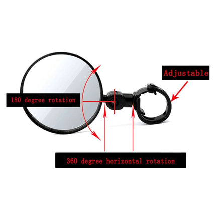 Universal 360 Rotate Adjustable Bicycle Rearview Handlebar Wide-angle Convex Mirror Cycling Rear View Mirror-garmade.com