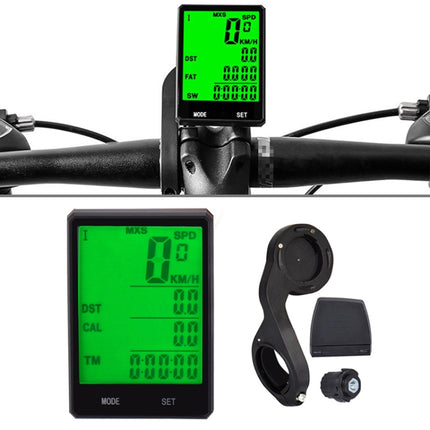 2.8 inch English Wireless Waterproof Cycle Computer LCD Odometer Speedometer with Extension Holder-garmade.com