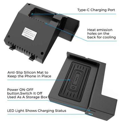 Car Qi Standard Wireless Charger 10W Quick Charging for 2015-2020 Mercedes-Benz C Class / GLC, Left Driving-garmade.com