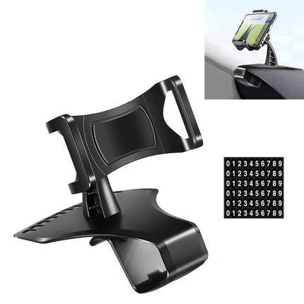 Car Dashboard Mobile Phone Holder Bracket with Number Plate (Black)-garmade.com