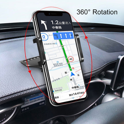 Car Dashboard Mobile Phone Holder Bracket with Number Plate (Black)-garmade.com