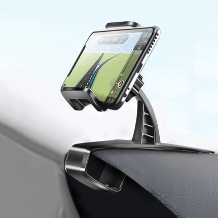 Car Dashboard Mobile Phone Holder Bracket with Number Plate (Black)-garmade.com