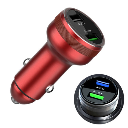 Dual USB 66W Car Flash Charger for OPPO / Huawei (Red)-garmade.com