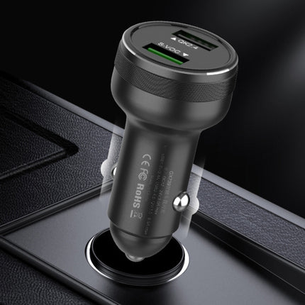Dual USB 66W Car Flash Charger for OPPO / Huawei (Silver)-garmade.com