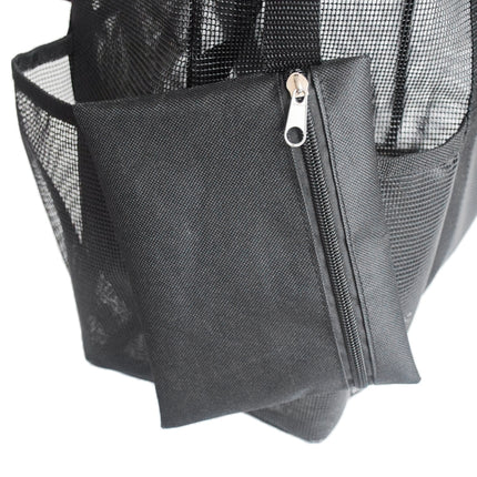 Beach Storage Bag Mesh Toiletry Cosmetic Bag (Black)-garmade.com