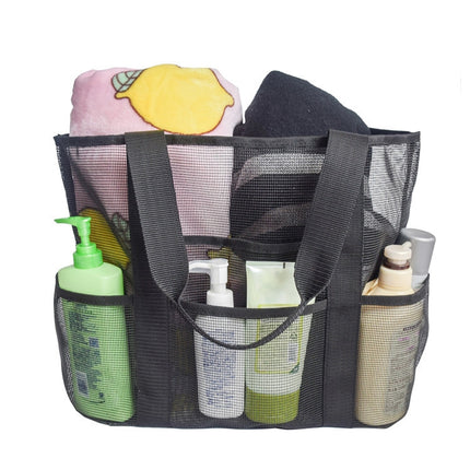 Beach Storage Bag Mesh Toiletry Cosmetic Bag (White)-garmade.com