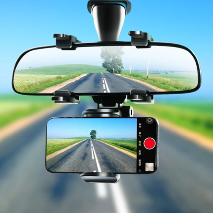 Car Rearview Mirror Mobile Phone Bracket Navigation Recorder Rotating Holder-garmade.com