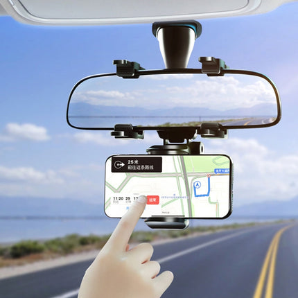 Car Rearview Mirror Mobile Phone Bracket Navigation Recorder Rotating Holder-garmade.com