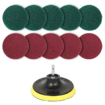 11 in 1 4 inch Sticky Disc Scouring Pad Floor Wall Window Glass Cleaning Descaling Electric Drill Brush Head Set-garmade.com