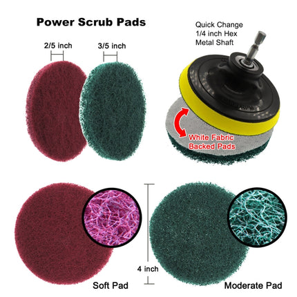 12 in 1 4 inch Sponge Scouring Pad Floor Wall Window Glass Cleaning Descaling Electric Drill Brush Head Set-garmade.com