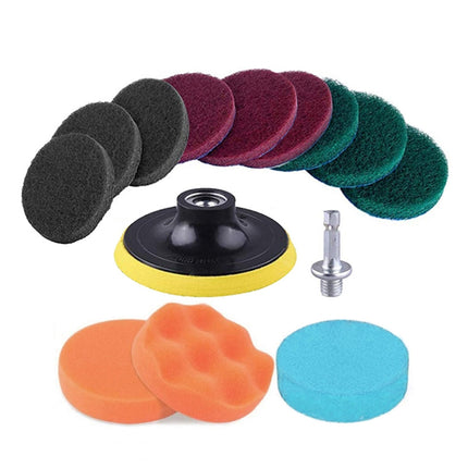 13 in 1 4 inch Sponge Scouring Pad Floor Wall Window Glass Cleaning Descaling Electric Drill Brush Head Set-garmade.com