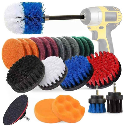 23 in 1 Floor Wall Window Glass Cleaning Descaling Electric Drill Brush Head Set-garmade.com