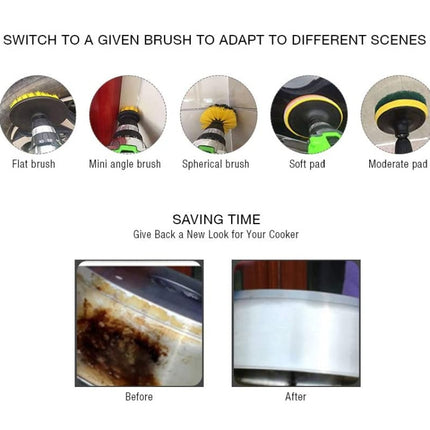 23 in 1 Floor Wall Window Glass Cleaning Descaling Electric Drill Brush Head Set-garmade.com