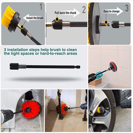 31 in 1 Floor Wall Window Glass Cleaning Descaling Electric Drill Brush Head Set-garmade.com