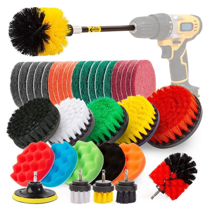 37 in 1 Floor Wall Window Glass Cleaning Descaling Electric Drill Brush Head Set-garmade.com