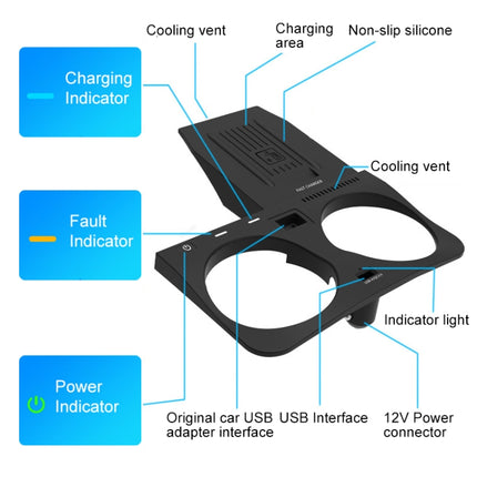 HFC-1019 Car Qi Standard Wireless Charger 10W Quick Charging for BMW X6 2020-2022, Left Driving-garmade.com