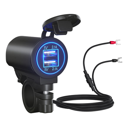 ZH-526I1 Car / Motorcycle 4.2A Dual USB Port Car Charger(Blue Light)-garmade.com