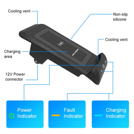 HFC-1063 Car Qi Standard Wireless Charger 10W Quick Charging for Toyota Alphard 2015-2021, Left Driving-garmade.com