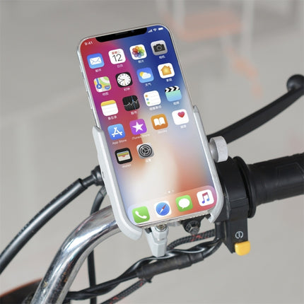 Motorcycle Aluminium Alloy Pressure Casting Mobile Phone Holder Bracket, Handlebar Version(Silver)-garmade.com
