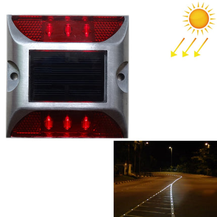Solar Square Road Stud Light Car Guidance Light Road Deceleration Light, Flashing Bright Version (Red)-garmade.com