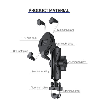 ZH-1558A1 Motorcycle Handlebar X-shape Aluminum Alloy Phone Holder-garmade.com