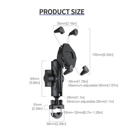 ZH-1558A1 Motorcycle Handlebar X-shape Aluminum Alloy Phone Holder-garmade.com