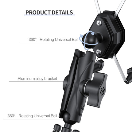 ZH-1558A1 Motorcycle Handlebar X-shape Aluminum Alloy Phone Holder-garmade.com