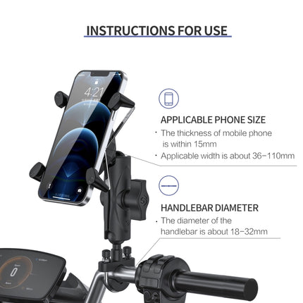 ZH-1558A1 Motorcycle Handlebar X-shape Aluminum Alloy Phone Holder-garmade.com
