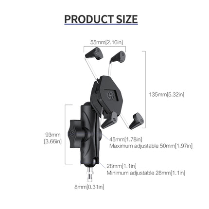 ZH-1558C1 Motorcycle M8 Ball Joint X-shape Aluminum Alloy Phone Holder-garmade.com