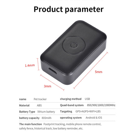 P03 2G Waterproof Pet GPS Tracker GPS+AGPS+WiFi+LBS Locator-garmade.com