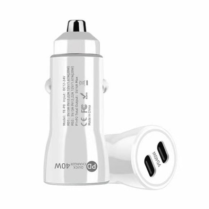 2pcs 40W Dual PD Car 2 in 1 Fast Charger Car Cigarette Lighter (White)-garmade.com
