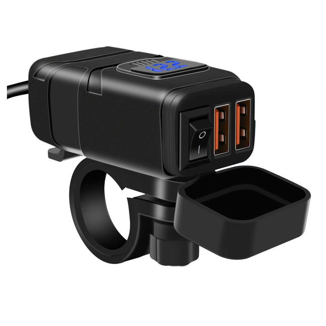 Universal Car Super Quick Dual Port USB Charger Power Outlet Adapter with LED Digital Voltmeter(Blue Light)-garmade.com