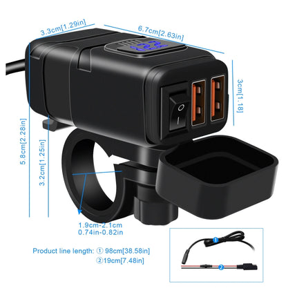 Universal Car Super Quick Dual Port USB Charger Power Outlet Adapter with LED Digital Voltmeter(Blue Light)-garmade.com