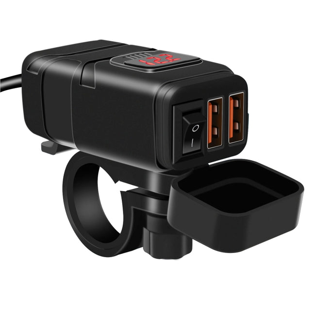 Universal Car Super Quick Dual Port USB Charger Power Outlet Adapter with LED Digital Voltmeter(Red Light)-garmade.com