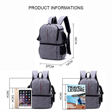 Multi-functional Waterproof Nylon Shoulder Backpack Padded Shockproof Camera Case Bag for Nikon Canon DSLR Cameras(Grey)-garmade.com