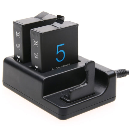 Dual Batteries Charger + Remote Control Charger with USB Cable for GoPro HERO7 Black /6 /5 (AHDBT-501), Batteries not included(Black)-garmade.com