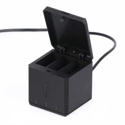 RUIGPRO USB Triple Batteries Housing Charger Box with USB Cable & LED Indicator Light for GoPro HERO9 Black (Black)-garmade.com