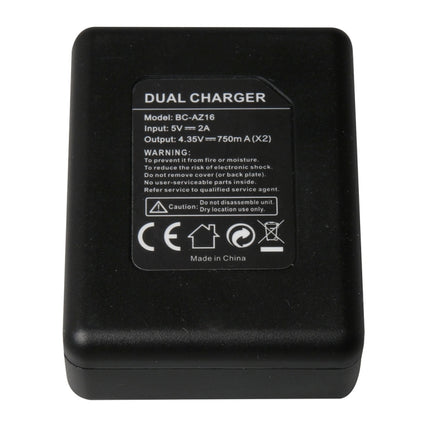 BC-AZ16 Digital Camera USB Dual Batteries Charger for Xiaomi Xiaoyi II 4K-garmade.com
