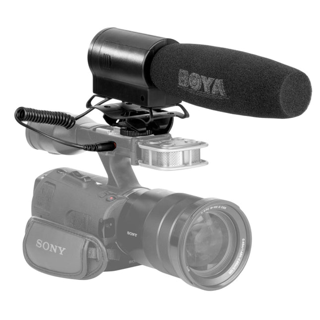 BOYA BY-DMR7 Shotgun Condenser Broadcast Microphone with LCD Display & Integrated Flash Recorder for Canon / Nikon / Sony DSLR Cameras and Video Cameras(Black)-garmade.com