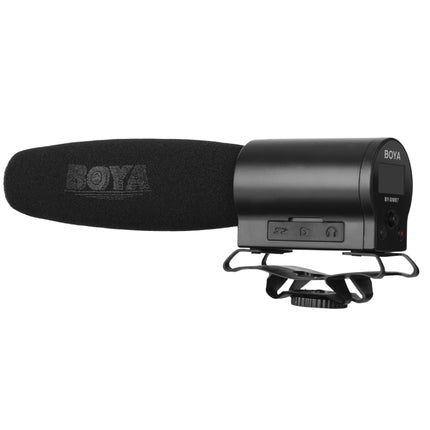 BOYA BY-DMR7 Shotgun Condenser Broadcast Microphone with LCD Display & Integrated Flash Recorder for Canon / Nikon / Sony DSLR Cameras and Video Cameras(Black)-garmade.com