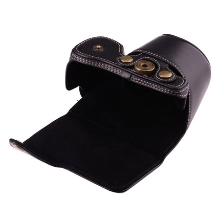 Full Body Camera PU Leather Case Bag with Strap for Sony A6000 / A6300 / Nex 6(Black)-garmade.com