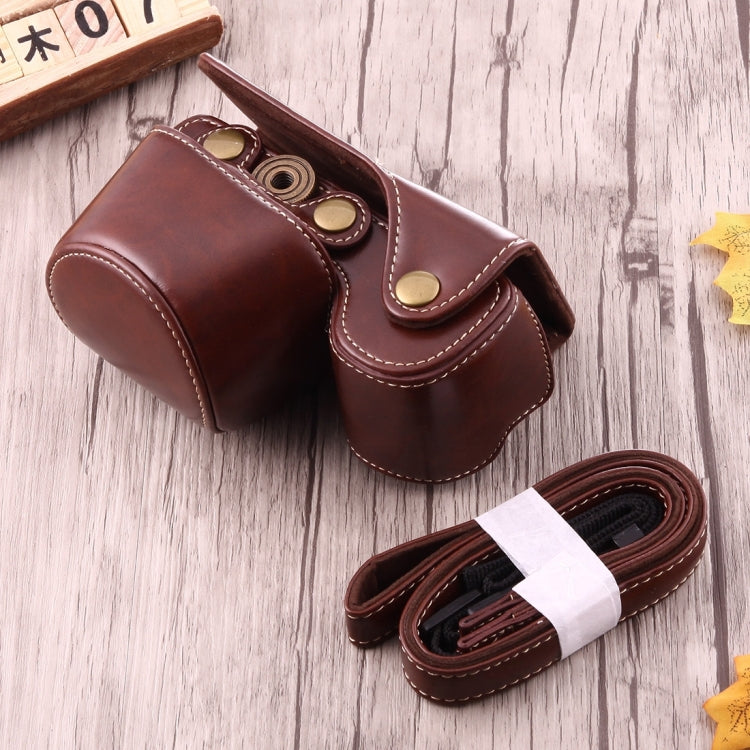 Full Body Camera PU Leather Case Bag with Strap for Sony A6000 / A6300 / Nex 6(Coffee)-garmade.com